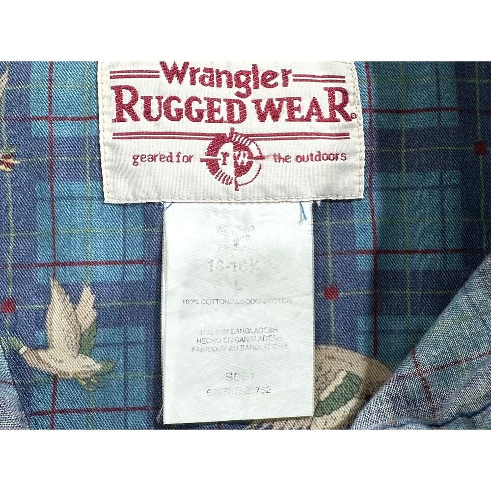 Wrangler Rugged Wear Mens Button Up Shirt Size Large Duck Hunting Drake Outdoors - Picture 3 of 6